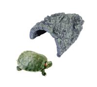 Totority Synthetic Resin Resin Cave with Ramp Design Provides Basking Area and Fish Hiding Space Aquarium Decoration for Gecko and Lizard Reptile Tank Ornament
