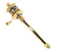 Totority Tibetan Buddhist Handheld Prayer Wheel with Dual Bearing Design and Painted Alloy Construction for Meditation and Prayer Room Decor