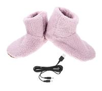 Totority USB Rechargeable Heated Shoes with Plush Material and All-round Lock Temperature Function, Washable Boot Shape Warmer for Foot, Practical Heat Shoes for Indoor Use and Cold Weather