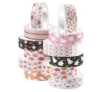 Totority Washi Tape Set, Paper Adhesive Decorative Tape 12 Rolls Halloween Pumpkin with Spooky Ghost Patterns, Easy to Stick and Cuttable for DIY Journaling and Themes