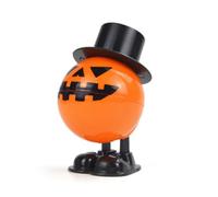 Totority Wind up Pumpkin Head with Chattering Teeth for Halloween Parties, Orange Plastic Mischievous Featuring Safe Wind up Mechanic Action and Gothic Design