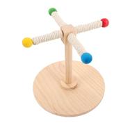 Totority Wooden Rotating Parrot Perch Stand with Windmill Shape for Small Parrots and Parakeets, Stable Construction with Hemp Rope for Intellectual Stimulation, Suitable for Homes and Pet