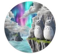 Totoro 1000 Pieces Jigsaws Stress Reliever Difficult Challenge for Adults Kids Challenging Cute Pets Creative Round Jigsaw Puzzles Home Decor Gifts And Gifts (67.5x67.5cm)