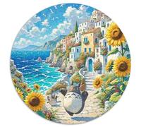 Totoro 1000 Pieces Jigsaws Stress Reliever Difficult Challenge for Adults Kids Puzzle Puzzle Cute Pets Creative Round Jigsaw Puzzles Family Game Gifts And Gifts (67.5x67.5cm)