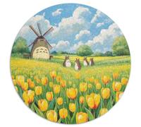 Totoro 1000 Pieces Jigsaws Stress Reliever Difficult Challenge for Adults Kids Puzzle Puzzle Cute Pets Round Home Decor Gifts And Gifts (67.5x67.5cm)