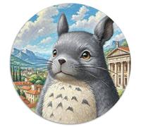 Totoro 1000 Pieces Jigsaws Stress Reliever Difficult Challenge for Adults Kids Puzzle Puzzle Cute Pets Creative Round Jigsaw Puzzles Home Decor Gifts And Gifts (67.5x67.5cm)