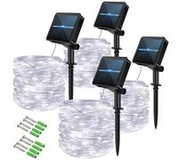 totpuc 120 LED Solar String Lights, 4 Packs 12 M/40 Ft Solar Powered Fairy Lights IP65 Waterproof, Copper Wire Decorative Lights with 8 Modes for Garden, Wedding, Party (Cool White)
