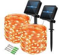 totpuc 2Pack Garden Lights Total 240LED, Solar Lights Waterproof, 8 Modes Solar Fairy Lights, String Lights Solar Powered for Garden Party Wedding Christmas (Orange)