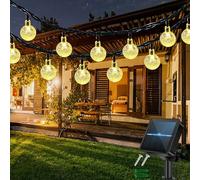 totpuc 50LED Crystal Ball Solar Garden Lights Outdoor- 8 Modes Waterproof Solar Powered Fairy String Lights for Party, Patio, Warm White