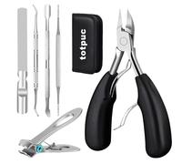 totpuc Nail Clippers for Thick Nails, Toenail Clippers for Thick Nails for Seniors 6 Pcs Pedicure Sets for Feet Professional Pedicure Tool for Women & Men (Black)