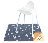 TotsAhoy! Non Slip Splash Mat for Under Highchair - Floor Protector & Play Mat - Waterproof Non Slip - Great for Baby, Craft, or Play (White Stars)