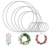 TOTSUN 12 PCS Metal Craft Rings, Silver Metal Floral Hoop Wreath Decorative Hanging Wreaths Round Rings Dream Catcher Hoops for DIY Arts and Crafts Projects (4 Sizes)