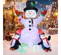 TOTSUN 180cm/6FT Christmas Inflatable Outdoor Decorations, Snowman Christmas Inflatables Decoration with Built-in Rotating LED Light for Outdoor Party Patio Lawn Garden