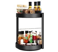 TOTSUN 2 Tier Lazy Susan Turntable, 360 ° Rotating Spice Rack, Black Rotating Cupboard Organiser Storage Kitchen, Suitable for Kitchen Counter, Pantry, Living Room, Workbench and Dresser