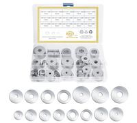TOTSUN 225Pcs Stainless Steel Washers, M3 M4 M5 M6 M8 M10 M12 Flat Penny Washers Assorted 15 Sizes for General Repair
