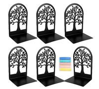 TOTSUN 3 Pairs Bookends for Shelves Metal Bookends Tree Design Macaroon Heavy Duty Metal Book Ends with Coloured Sticky Notes for Workspace Home Office or School