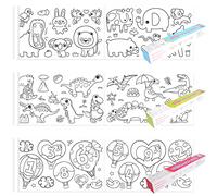 TOTSUN 3Pcs Drawing Paper Roll for Children, 30cmx3m Paper for Painting for Kids Coloring Paper Roll Children Drawing Art Sketch Painting(Animal World+Dinosaur+Digital/Letters)