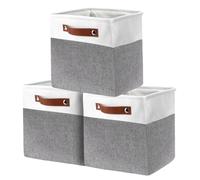 TOTSUN 3PCS Fabric Storage Baskets, Foldable Storage Cubes, 30 x 30 x 30 cm, Storage Basket in Cube Shape, Cube Storage Boxes with Handles Square for Clothes Shelves Bedroom Children's Room