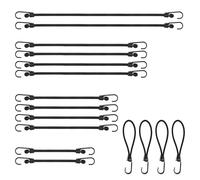 TOTSUN Bungee Cords With Hooks 5 Sizes Bungee Straps Elastic Various Universal Sizes Heavy Duty Bungee Cord with Hooks for Outdoor Camping Tarp Tents Luggage (Black)