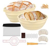TOTSUN Sourdough Starter Kit Bread Proofing Basket Silicone banneton basket Round & Oval sourdough kit bread making bread baking accessories with Bread Lame Oil Brush Dough Cutter