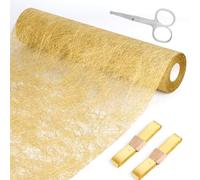 TOTSUN Table Runner Gold 30 cm x 20 m Table Runner with Coating Shiny Golden Shiny Gold Table Cloths Wedding Decoration Fabric Polyester Table Decoration with 2 Coloured Ribbons
