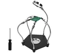 TOTSUN Third Hand Soldering Station, Third Hand Soldering Tool with 3X Magnifying Glass, Flexible Helping Hands Soldering with 4 Flexible Helping Arms for Welding Repair Hobby DIY