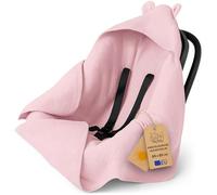 Totsy Baby Muslin pram blanket - lightweight breathable car seat wrap with hood for summer - airy for pram and newborn layette gift double-sided christening 85 x 85 cm Oeko-Tex Powder Pink