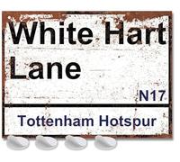 Tottenham Gifts for Men or Boys - White Hart Lane Street Sign Tottenham Football Fan Metal Road Sign, Mens Metal Poster Football Ground Plaque for Dads FC Man Cave Merch or Home Bar Signs
