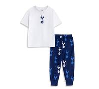 Tottenham Hotspur Boys Navy and White Short Sleeve Long Leg Pyjama Set | Printed Nightwear with Spurs Logo | Sports Themed Sleepwear Merch - 11-12 Years