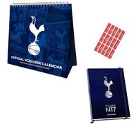 Tottenham Hotspur Calendar 2026 Desk Easel Flip Calendar & A5 Diary Gift Spurs Bundle with Free Organisational Stickers