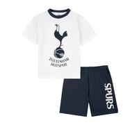 Tottenham Hotspur F.C. Boys Pyjamas, Spurs T-Shirt and Shorts PJs Set, Official Tottenham Gifts for Boys 7-8 Years White
