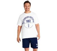 Tottenham Hotspur F.C. Pyjamas for Men Set Short PJs Lounge Set Sleepwear Breathable Nightwear Spurs Football Gifts for Men (White/Blue, S)