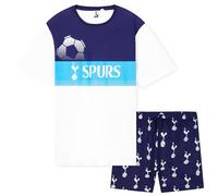 Tottenham Hotspur F.C. Pyjamas for Men Set Short PJs Lounge Set Sleepwear Breathable Nightwear Spurs Football Gifts for Men (White/Navy, S)