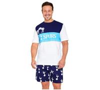 Tottenham Hotspur F.C. Pyjamas for Men Set Short PJs Lounge Set Sleepwear Breathable Nightwear Spurs Football Gifts for Men (White/Blue, 3XL)