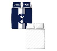 CHARACTER WORLD Tottenham Hotspur FC Official Double Duvet Cover Set, Geometric Design | Blue Reversible 2 Sided Football Bedding Cover Official Merchandise Including Matching Pillow Cases