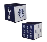 Tottenham Hotspur FC Officially Licensed Storage Boxes | 2 pack Foldable Storage Cubes | Football Merchandise | Perfect For Organising Children's Room, Kids Playroom | 30 x 30cm | Blue
