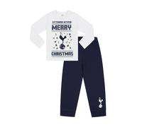 Tottenham Hotspur Football Club Mens and Kids Spurs Matching Family Merry Christmas Long Pyjama Set Boys Girls Xmas PJ's (3-4 Years) White