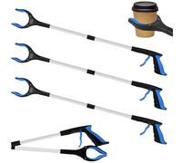 Tottist 4 Pack Grabber Reacher Tool for Elderly, 32" Extra Long Litter Stick Lightweight Handy Claw Grabber for Arm Extension Garbage Gripper Trash Pick up Litter Picker Garden(Blue Classic)