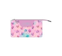 TOTTO - School Pencil Case 3 Compartments, Board Model, Large Pencil Case, Dimensions 22 x 11 x 3.5 cm, One Zip, Resistant and Liquid-Repellent Fabric, Shiny Heart Glitter Print