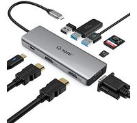 TOTU Docking Station, USB C Hub, 9 in 1 Triple Display Docking Station with Collage Display Mode, Dual 4K HDMI, VGA, 100W PD, 3 USB 3.0 and TF/SD Card Reader for MacBook Pro Air and Type-C Laptops