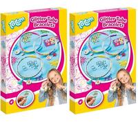 Totum Creativity Glitter Tube Bracelets Jewellery Craft Set - DIY Children's Jewellery Set with Cupcake Pendants - Creative Craft Set for Children from 4 Years (Pack of 2)