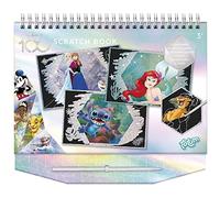 Totum Disney 100 Scratch Book & Colouring Stencils and Glitter Stickers with Anna & Elsa, Mickey Mouse, Simba, etc. Activity Book for at Home and on The go