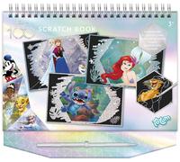 Totum Disney 100 Scratch Book & Colouring Stencils and Glitter Stickers with Anna & Elsa, Mickey Mouse, Simba, etc. Activity Book for at Home and on The go
