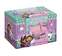 Totum Gabby's Jewellery Box, Children's Jewellery Box in Pink, Gold, Purple & Green with Drawer, Netflix Gabby's Dollhouse Motifs, Girls Jewellery Storage