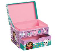 Totum Gabby's Jewellery Box, Children's Jewellery Box in Pink, Gold, Purple & Green with Drawer, Netflix Gabby's Dollhouse Motifs, Girls Jewellery Storage