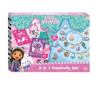 Totum Gabby's Dollhouse Craft Set 2 in 1 Glitter Charm Bracelets & Blow Pens Set, Pink