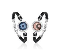 TOTWOO Couple Bracelets with Vibration, Lighting and Remote Touch, One to One Bluetooth Pairing by App, Romantic Valentine's Gift for Distance Couples, 316L Stainless Steel, Grande, Stainless Steel