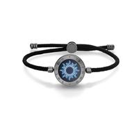 TOTWOO Long Distance Touch Bracelet 1 Pack with Vibration Function Smart Jewellery His or Hers Sun or Moon Pattern Gift Love Relationship Pair One-to-One via Bluetooth Milanese Mesh Sun Black