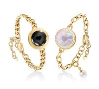 TOTWOO Long Distance Touch Bracelets for Couples, Smart Light & Vibration Love Jewelry, Long Distance Valentines Day Gifts for Him Her Women Men, One-to-One Bluetooth Pairing via App