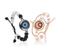 TOTWOO Long Distance Touch Bracelets for Couples, Smart Light & Vibration Love Jewelry, Long Distance Valentines Day Gifts for Him Her Women Men, One-to-One Bluetooth Pairing via App